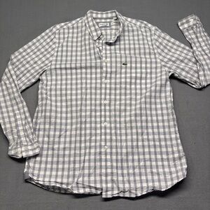 Locoste Regular Fit Button Down Shirt Size XL 44 FR Plaid Blue White